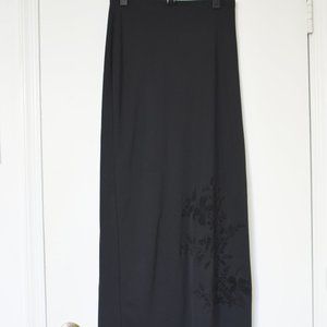 Express Black Long Skirt with Floral Detail size Medium